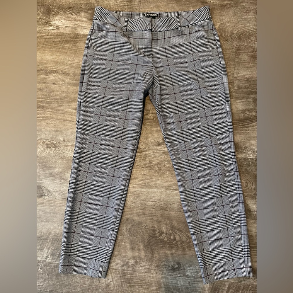 Editor Express Plaid  Straight Ankle Pant